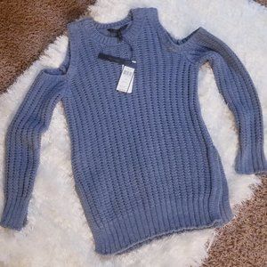BCBG Cold Shoulder Cable Knit Sweater New